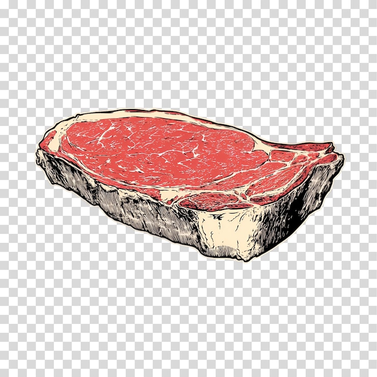 PSD ein stück fleisch, das auf einem durchsichtigen hintergrund mit png-ausschnitt isoliert ist