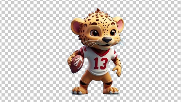 PSD ein süßer 3d-gepard, der american football spielt