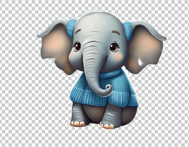 PSD ein süßer kleiner elefant in einem blauen pullover