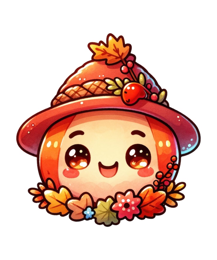 PSD ein süßer kleiner orangefarbener hut mit einer blume drauf