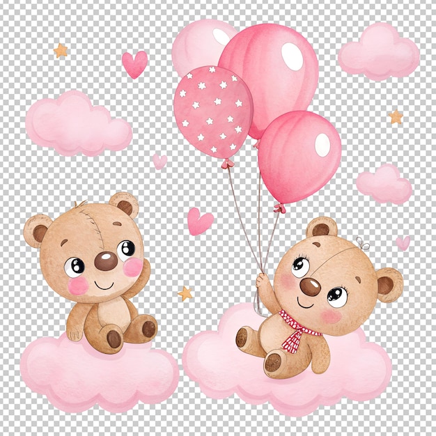 ein süßes Baby-Teddy-Bären-Wasserfarben-Clipart