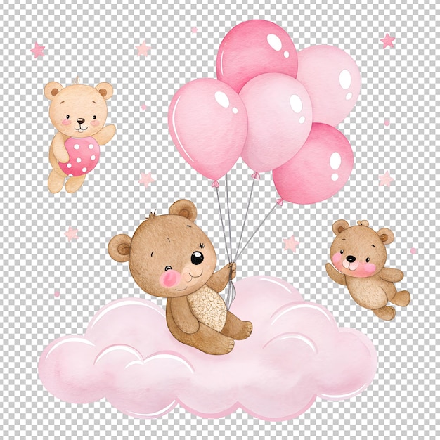 ein süßes Baby-Teddy-Bären-Wasserfarben-Clipart