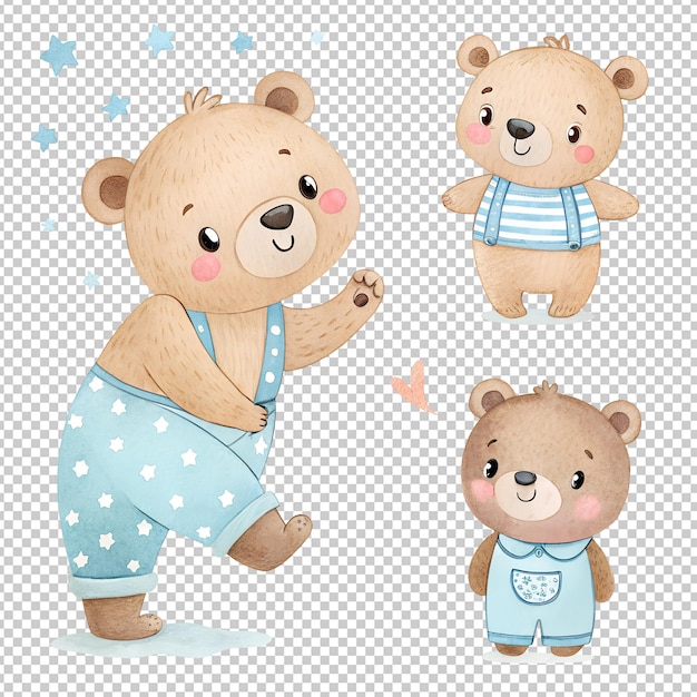 ein süßes Baby-Teddy-Bären-Wasserfarben-Clipart