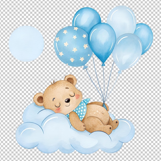 ein süßes Baby-Teddy-Bären-Wasserfarben-Clipart