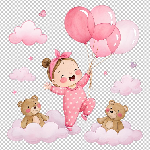 ein süßes Baby-Teddy-Bären-Wasserfarben-Clipart