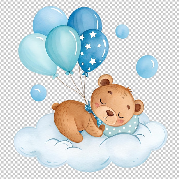 ein süßes Baby-Teddy-Bären-Wasserfarben-Clipart