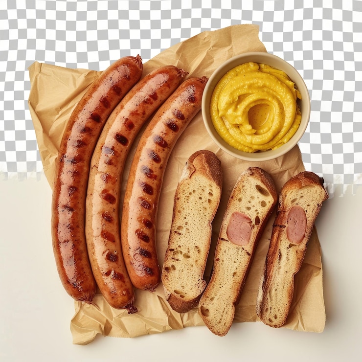 PSD ein tablett mit hotdogs und ein behälter mit senf
