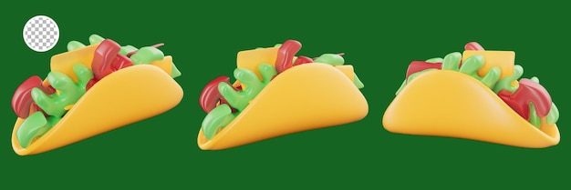 Ein taco mit grünem hintergrund, auf dem taco steht.