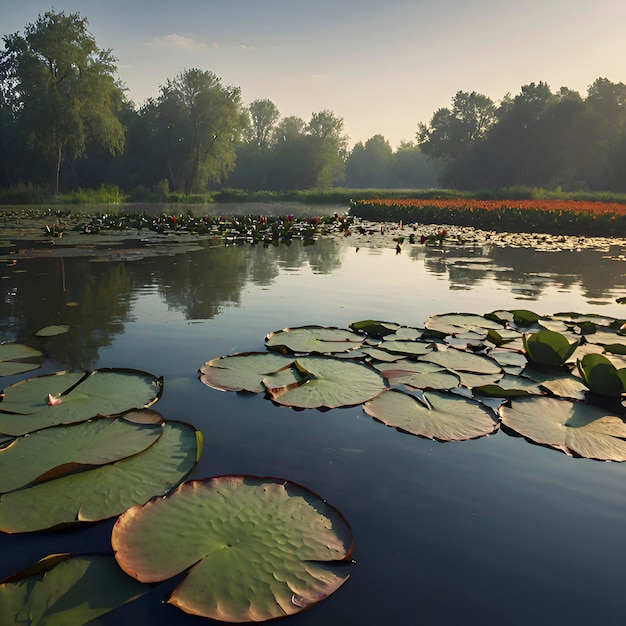 PSD ein teich mit wasserlilien