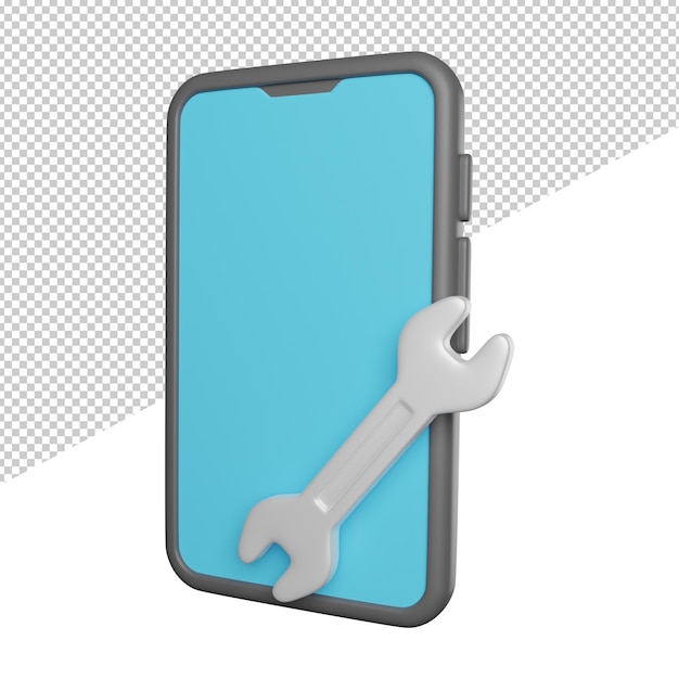 PSD ein telefon mit einem blau-weißen schraubenschlüssel darauf.