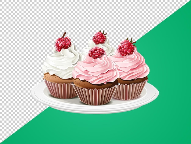 PSD ein teller mit cupcakes mit durchsichtigem hintergrund