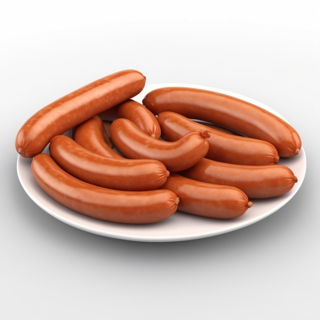 ein Teller mit Hotdogs auf einem Tisch mit einem weißen Teller, auf dem ein