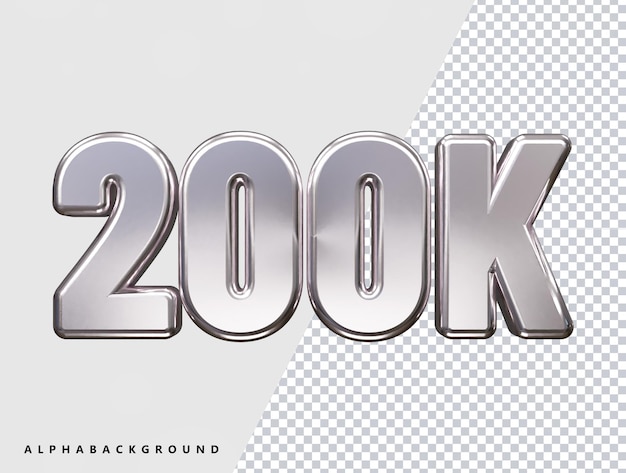 Ein Text mit den Buchstaben 200k in Silber.