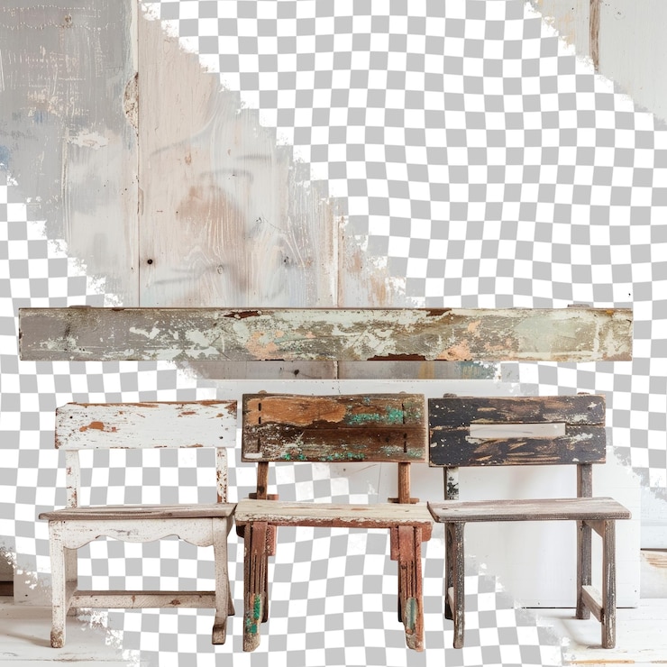 PSD ein tisch mit einem stück holz und einem stück holz darauf