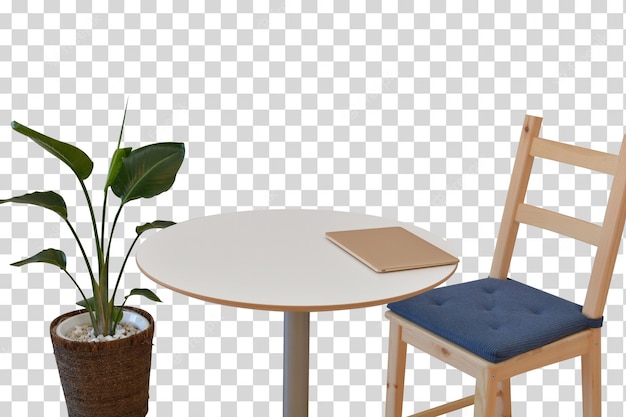 Ein Tisch und eine Pflanze darauf