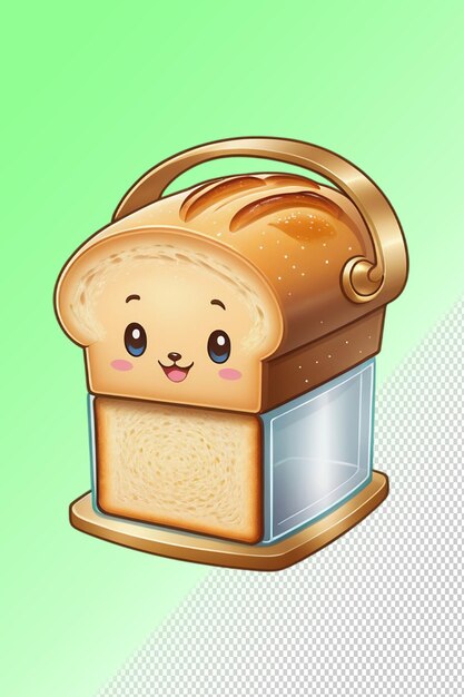 PSD ein toaster mit einem bärengesicht ist auf einem grünen hintergrund