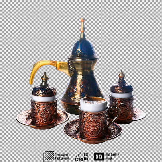 Ein traditionelles türkisches Kaffeesatz mit verzierten Bechern