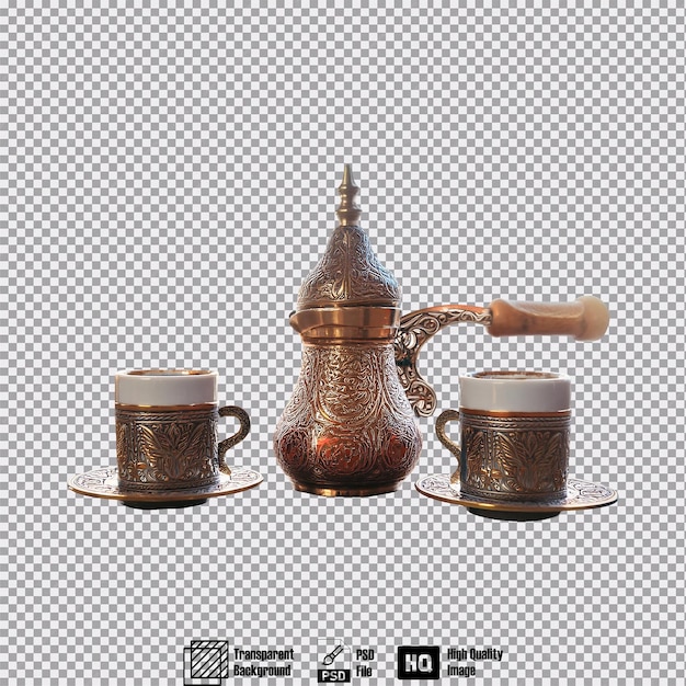 Ein traditionelles türkisches Kaffeesatz mit verzierten Bechern