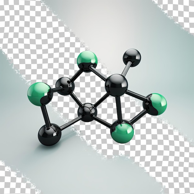 Ein transparenter hintergrund mit einer grünen molekülstruktur
