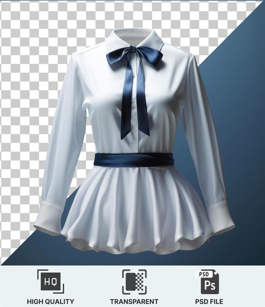 PSD ein transparentes objekt eines weißen kleiders mit einer schwarzen krawatte auf einem mannequin