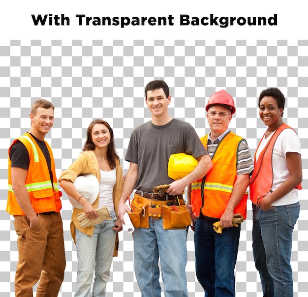 Ein vielfältiges Bauteam bereit zur Arbeit
