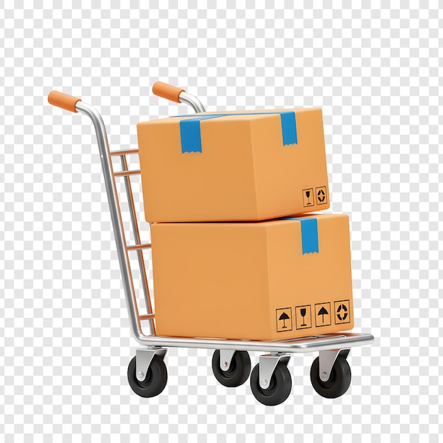Ein Wagen mit zwei Kisten, die zur Auslieferung bereit sind