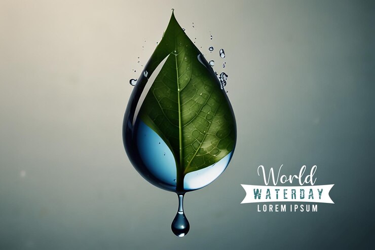 PSD ein wassertropfen, auf dem die welt steht