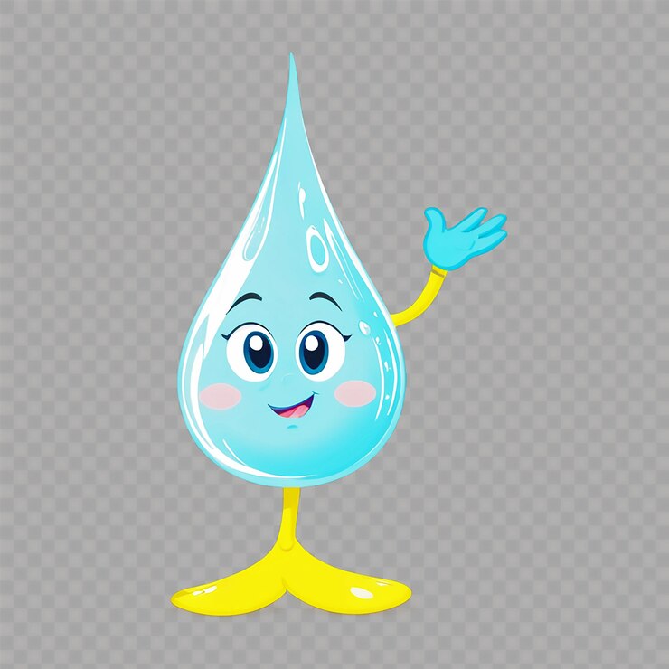 PSD ein wassertropfen mit einem gesicht, auf dem c steht