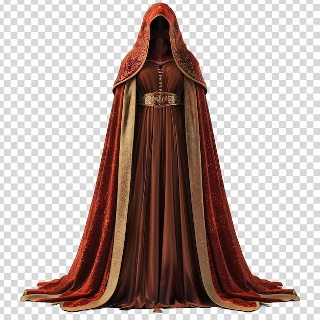PSD ein weiblicher mantel mit einem roten umhang