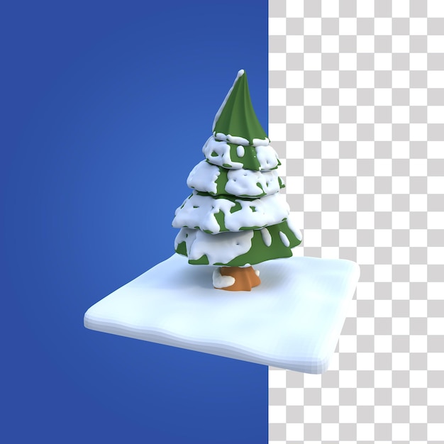 PSD ein weihnachtsbaum auf einer schneebedeckten fläche mit blauem hintergrund und weißem schnee darauf