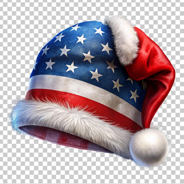 Ein weihnachtsmannshut mit amerikanischer flagge