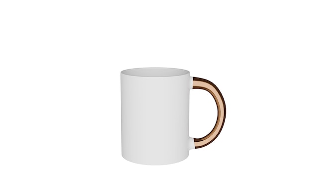 ein weißer Kaffeekopfen mit einem goldenen Griff