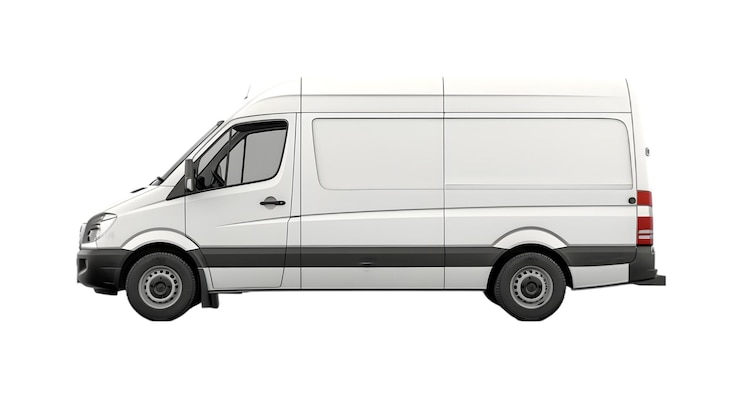 PSD ein weißer van mit einem schwarzen streifen an der seite wird gezeigt