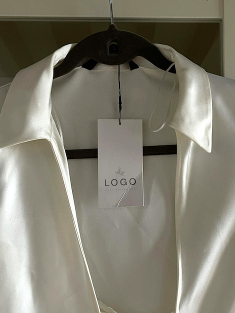 ein weißes Hemd mit dem Namen-Logo darauf