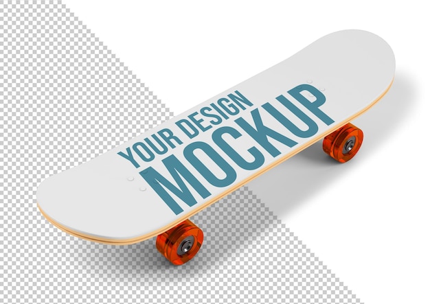 Ein weißes Skateboard mit orangefarbenen Rädern