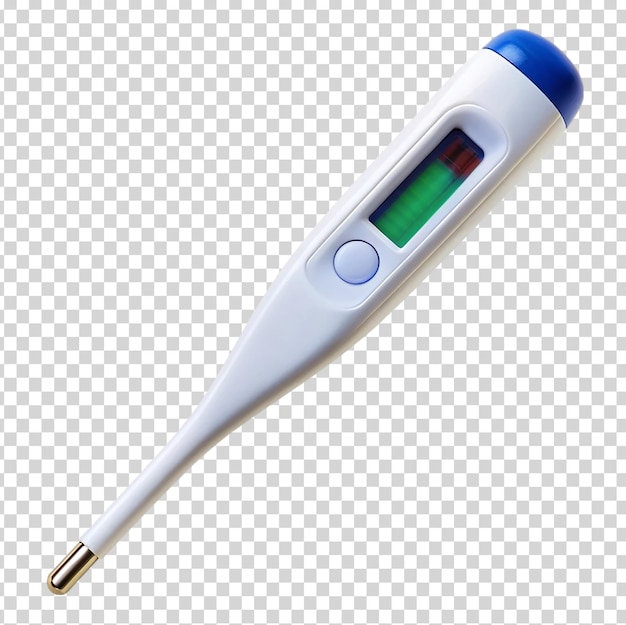 PSD ein weißes thermometer mit einem blauen bildschirm auf durchsichtigem hintergrund