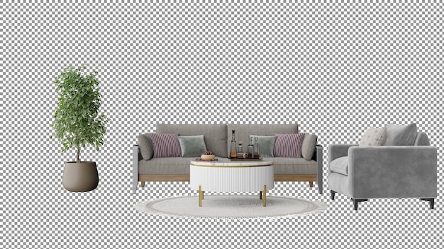 ein Wohnzimmer mit einem Sofa, einem Stuhl, einem Kaffeetisch und einer Topfpflanze