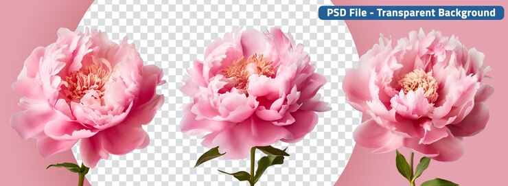 PSD ein wunderschönes satz von pfingstblumen in rosa