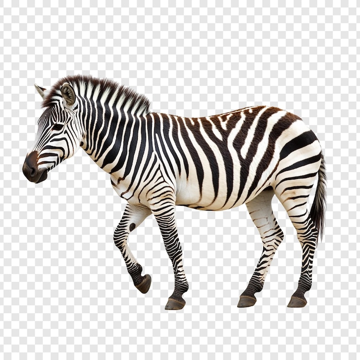 PSD ein zebra auf einem durchsichtigen hintergrund abgebildet
