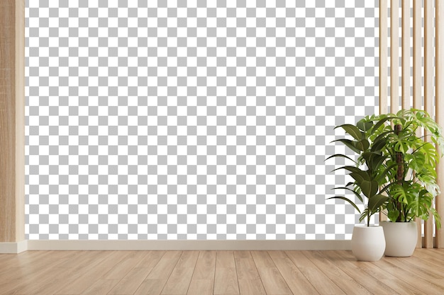 ein Zimmer mit einer Pflanze an der Wand und einer grünen Pflanze