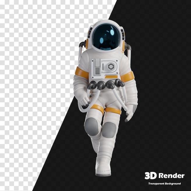 eine 3D-Illustration eines Raumanzugs auf schwarzem Hintergrund
