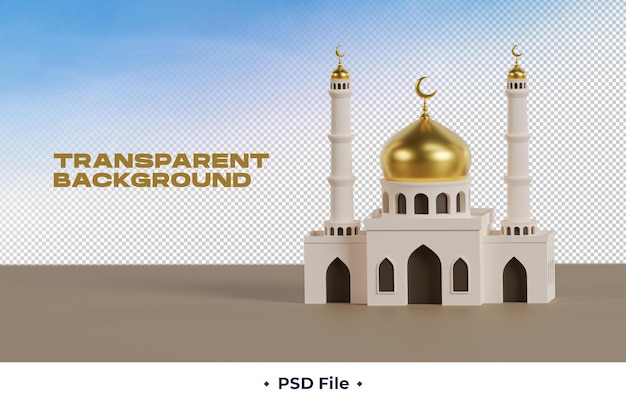 PSD eine 3d-moschee mit blauem himmel im hintergrund