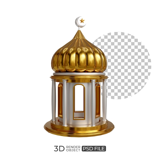 Eine 3D-Moschee mit Kuppel und dem Namen Ramadan.