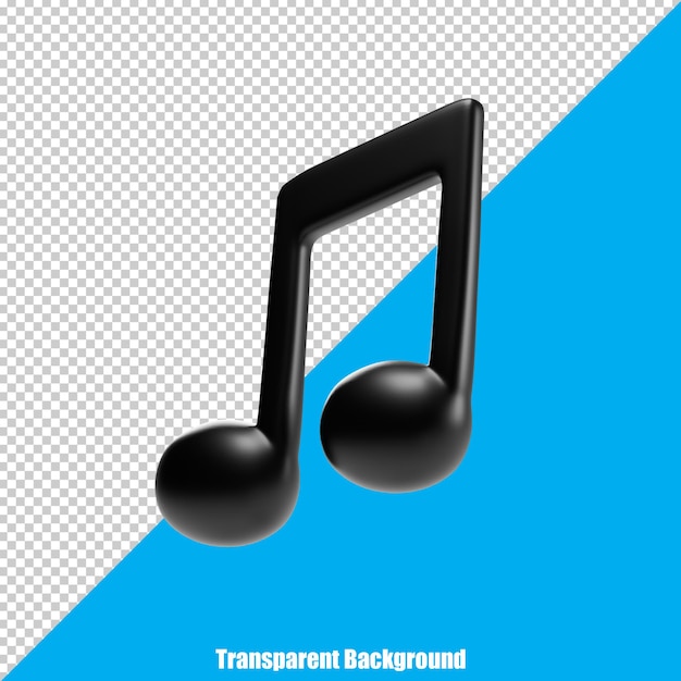 PSD eine 3d-musiknote auf einem transparenten hintergrund.