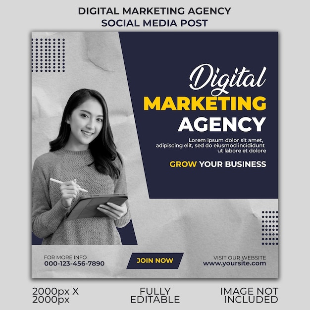 Eine Agentur für digitales Marketing bewirbt Social Media.