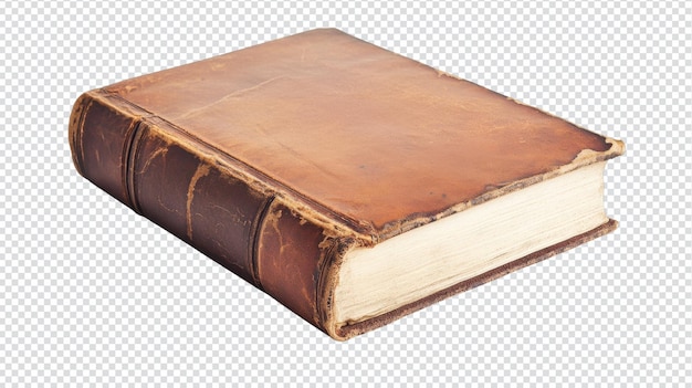 Eine alte, in Leder gebundene Zeitschrift auf weißem Hintergrund, geeignet für Schreibwarenliebhaber und kreative Seelen, die Inspiration suchen