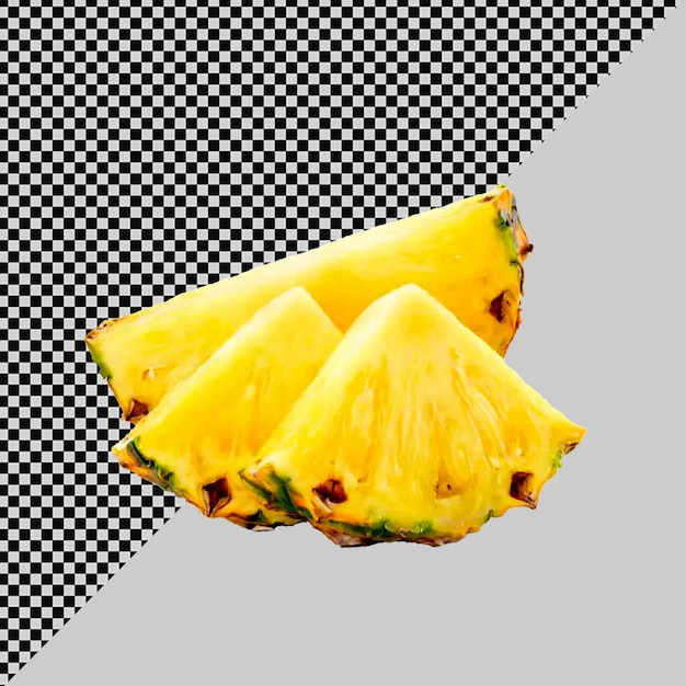 eine Ananasstücke in zwei Teile geschnitten und das Wort Melone an der Unterseite