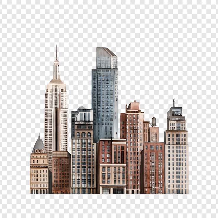 PSD eine aquarell-illustration der skyline einer stadt
