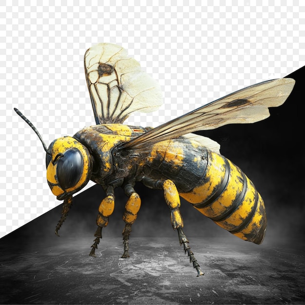 eine Biene mit einem Helm auf dem Kopf und eine Biene darauf