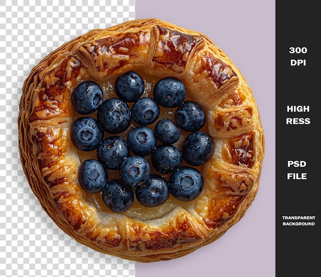 PSD eine blaubeerkuchenkuchen mit einem bild von blaubeeren darauf